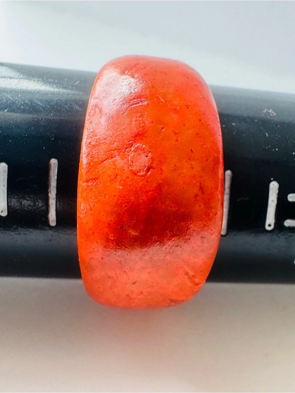 Bold Orange Carved Wood Ring - Coconut wood - tropical ring for men